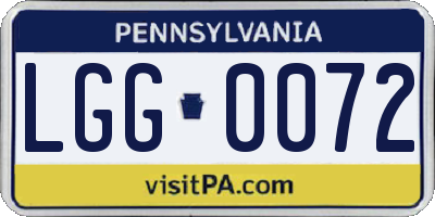 PA license plate LGG0072