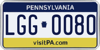 PA license plate LGG0080