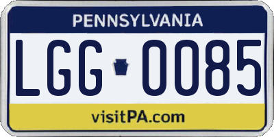 PA license plate LGG0085