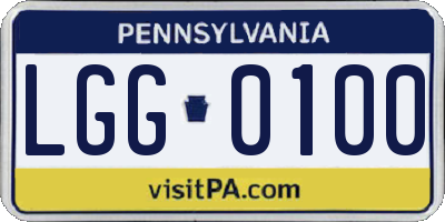 PA license plate LGG0100