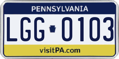 PA license plate LGG0103