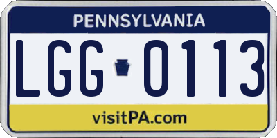 PA license plate LGG0113