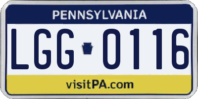 PA license plate LGG0116