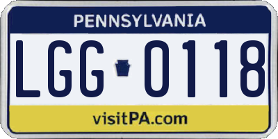 PA license plate LGG0118