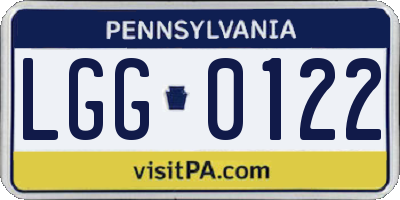 PA license plate LGG0122