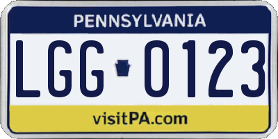 PA license plate LGG0123