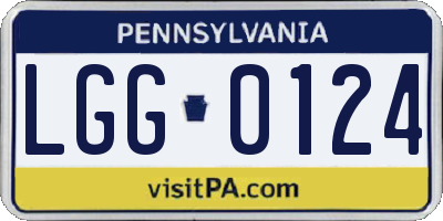 PA license plate LGG0124