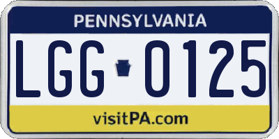 PA license plate LGG0125
