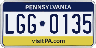 PA license plate LGG0135