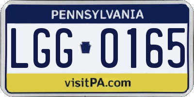 PA license plate LGG0165