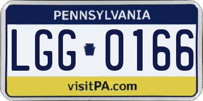 PA license plate LGG0166