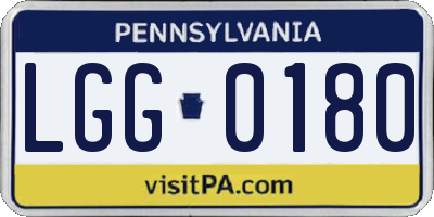 PA license plate LGG0180