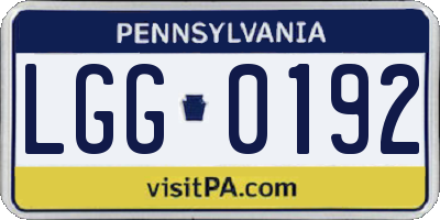 PA license plate LGG0192