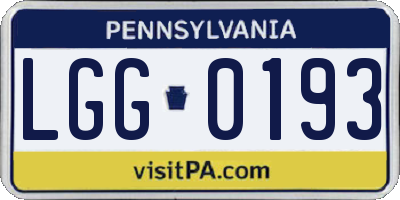 PA license plate LGG0193