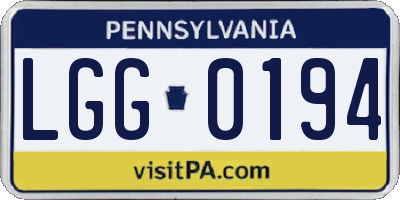 PA license plate LGG0194