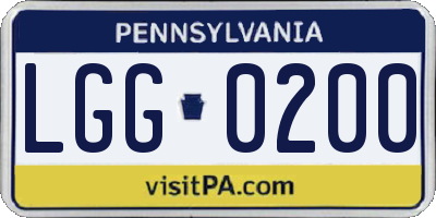 PA license plate LGG0200