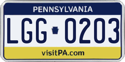 PA license plate LGG0203