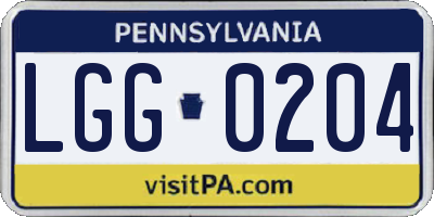 PA license plate LGG0204