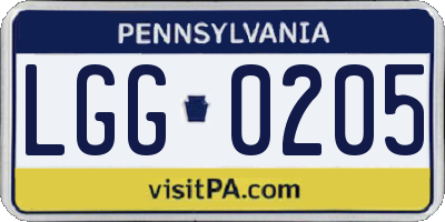PA license plate LGG0205