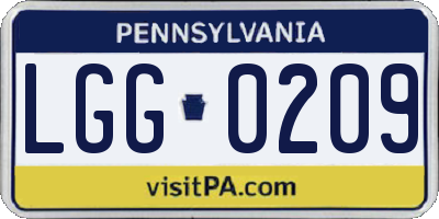 PA license plate LGG0209