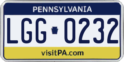 PA license plate LGG0232