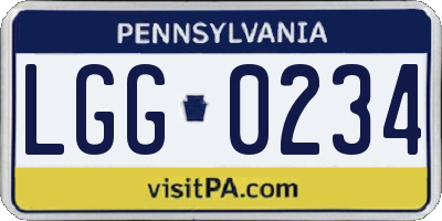 PA license plate LGG0234