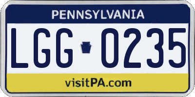 PA license plate LGG0235