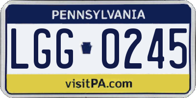 PA license plate LGG0245