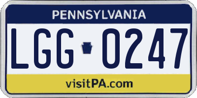 PA license plate LGG0247