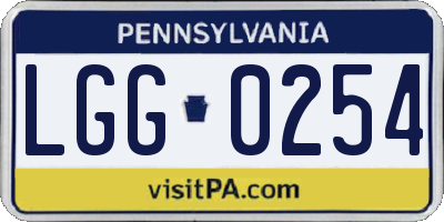 PA license plate LGG0254