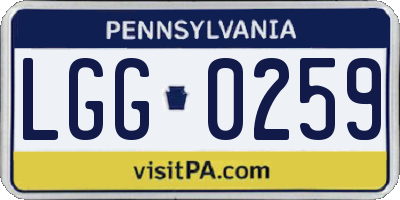 PA license plate LGG0259