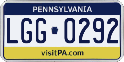 PA license plate LGG0292