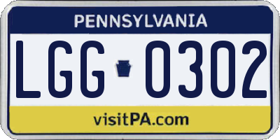 PA license plate LGG0302