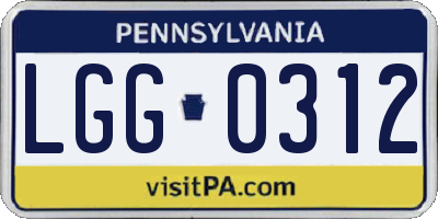 PA license plate LGG0312