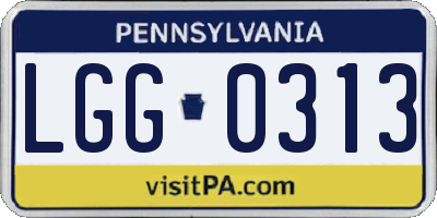 PA license plate LGG0313
