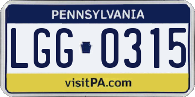 PA license plate LGG0315