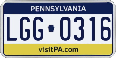 PA license plate LGG0316