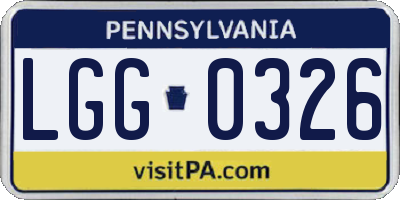 PA license plate LGG0326