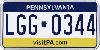 PA license plate LGG0344