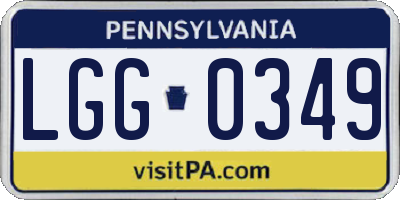 PA license plate LGG0349