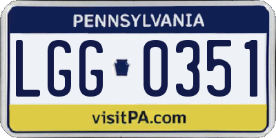 PA license plate LGG0351