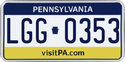 PA license plate LGG0353