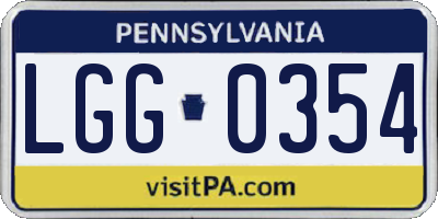 PA license plate LGG0354