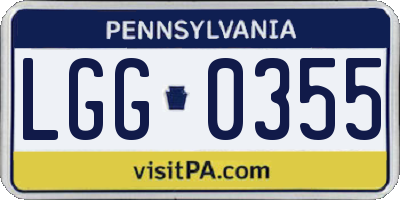 PA license plate LGG0355