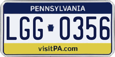 PA license plate LGG0356