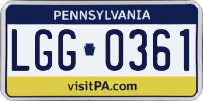 PA license plate LGG0361