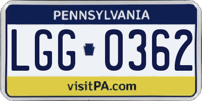 PA license plate LGG0362