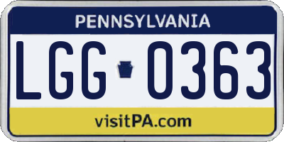 PA license plate LGG0363