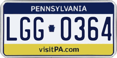 PA license plate LGG0364