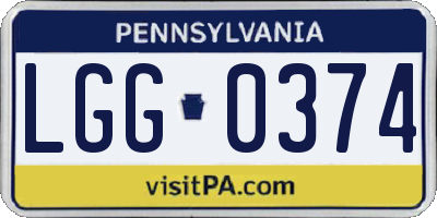 PA license plate LGG0374